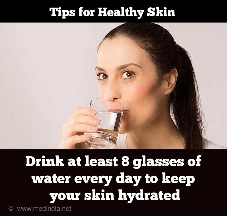Trinken Sie mehr Wasser, um Ihre Haut mit Feuchtigkeit zu versorgen