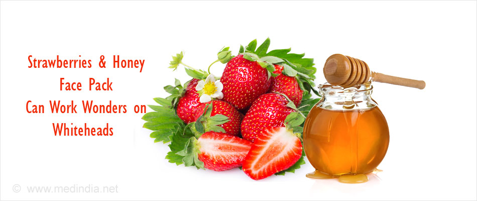 Gesichtspackung mit Erdbeeren und Honig kann Wunder bei Mitessern bewirken